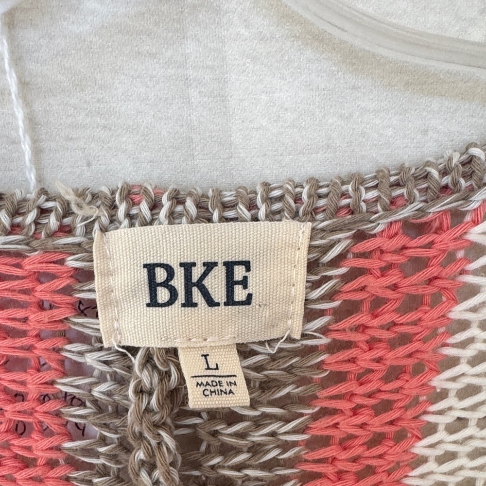BKE Women's Striped Cardigan in Rust, Gold, Taupe and beige.Size Large - Picture 2 of 4